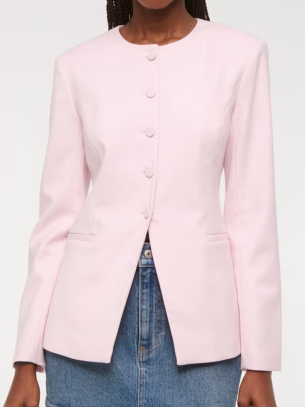 Abercrombie & Fitch Collarless Suiting Blazer Pink